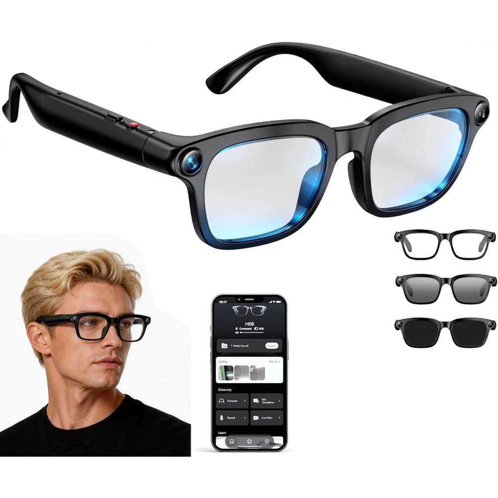 Smart Glasses Lens - Kacamata Pintar: Video 4K, Kacamata Hitam